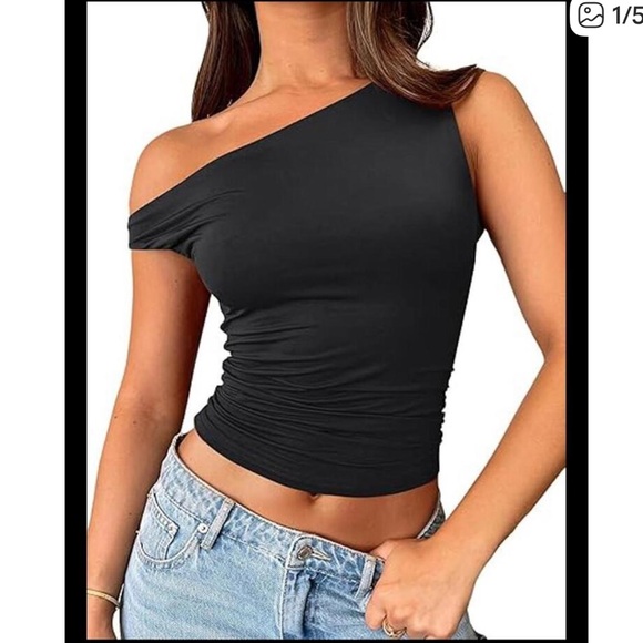 Trendy Queen Asymmetrical Y2K Tank Black - Picture 1 of 4